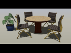 Furniture, Interior/Exterior, Round Table with Fou