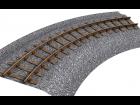 Curved railway track with morphing ballast