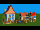 3 low poly houses