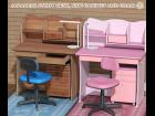 Japanese study desk, side cabinet and chair (Poser