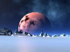 Frozen Wastelands Under a Reddish Moon