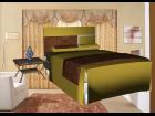 doublebed and sidetable with decoration clock