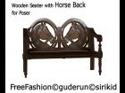 Wooden Seater with Horse Back