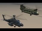 CH-47 and AH-64D in desert mission