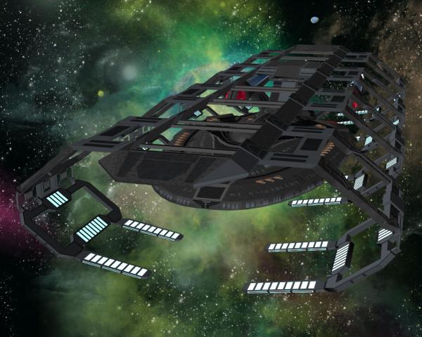 Similar Starfleet Sovereign class ship in drydock