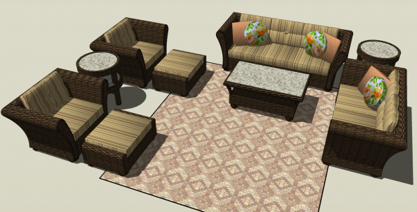 Furniture, Wicker Set for Outdoor Living