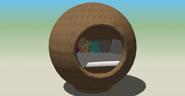 Furniture, Exterior, Wicker Bed Pod