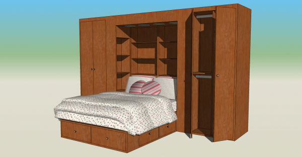 Furniture, Interior, All-In-One Bedroom Unit