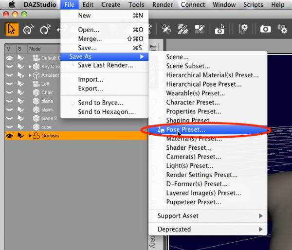 Saving Pose Presets in Studio 4