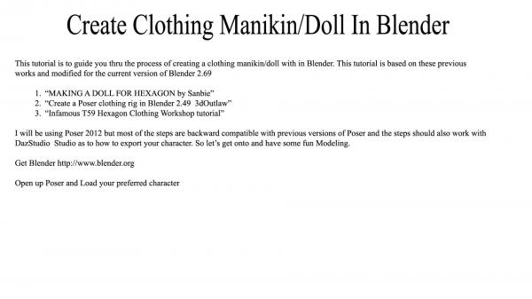 Creating Clothing Manikin/Doll For Blender