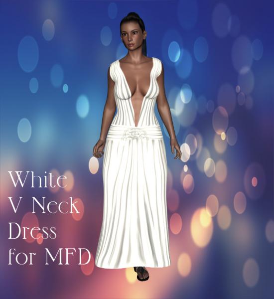 White V Neck Dress for MFD