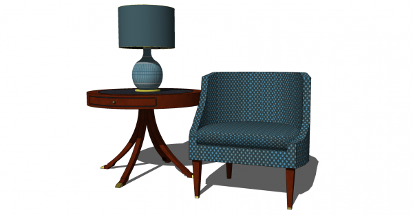 Furniture, Chair, Table &amp; Lamp