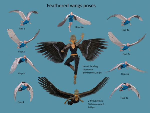 Feathered wings poses