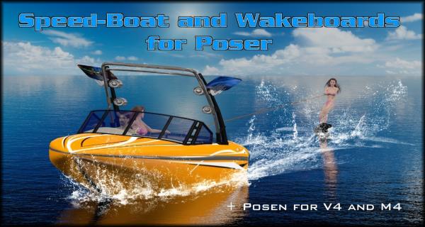 Speedboat and Wakeboards