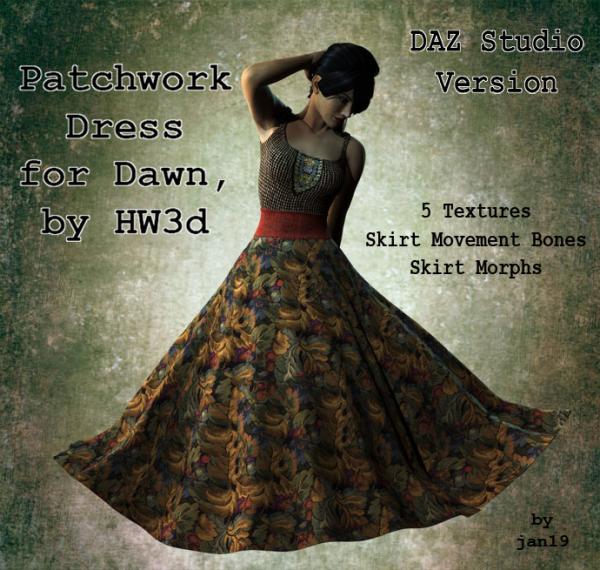 Patchwork Dress for Dawn_DAZ Studio Version