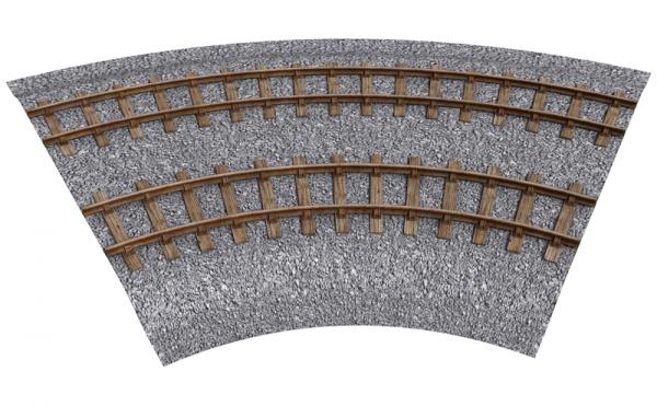 Double curved track with morphing ballast