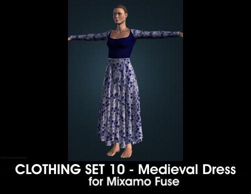 Medieval Dress 1 for Mixamo Fuse and Unity3D