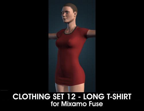 Long T-Shirt for Mixamo Fuse and Unity3D (Updated)