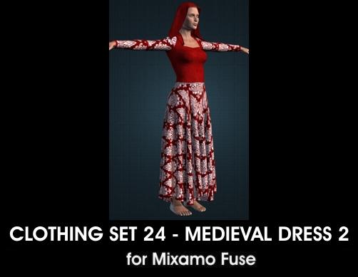 Medieval Dress 2 for Mixamo Fuse and Unity3D