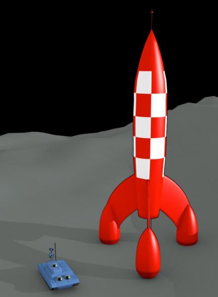 Tintin lunar rocket &amp; ground tank