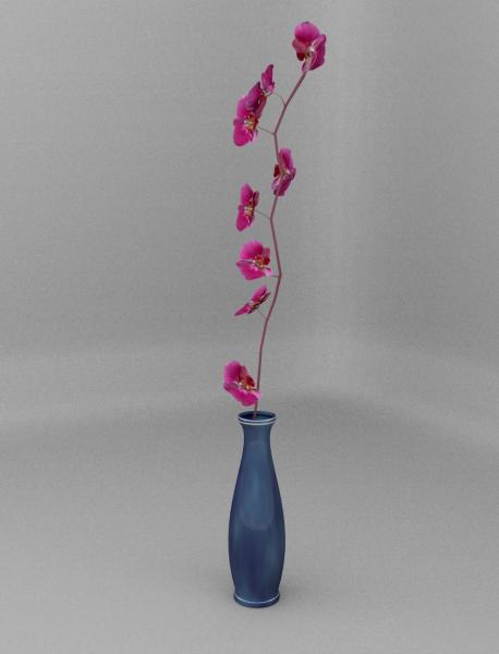 Orchid branch in a blue vase