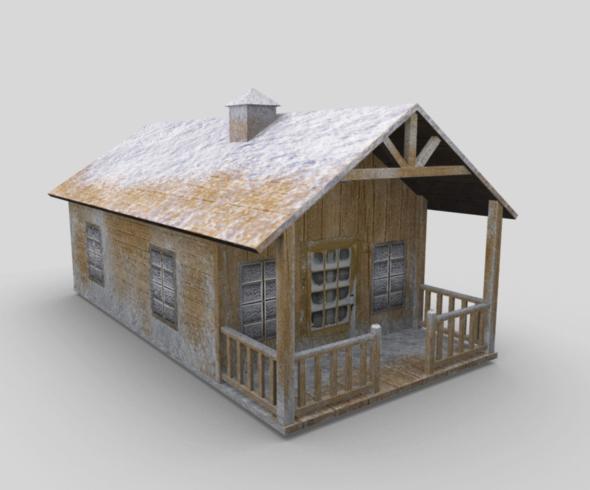 Low Poly Snow Covered Cottage