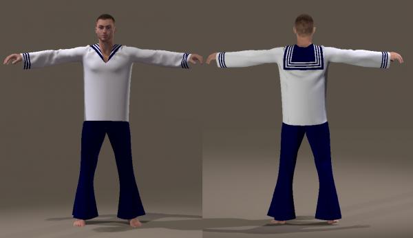 Sailor Suit for M4 -- Poser Dynamic clothing