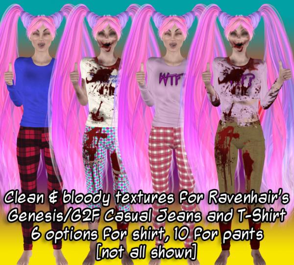 3DL Textures, Including Bloody, for Casual Jeans