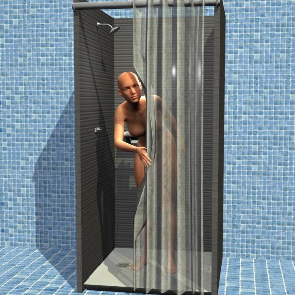 6_Poses_G3F / Shower cabin with curtain openable