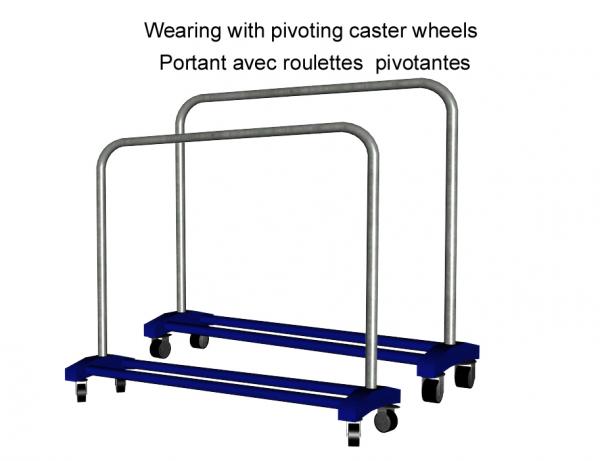 Wearing with pivoting caster wheels