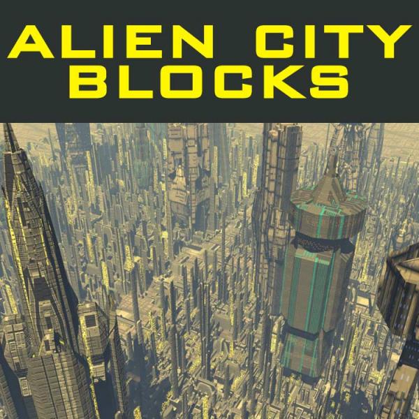 Alien City Blocks for Bryce