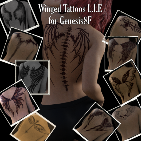 Winged Tattoo LIE for Genesis 8 Female