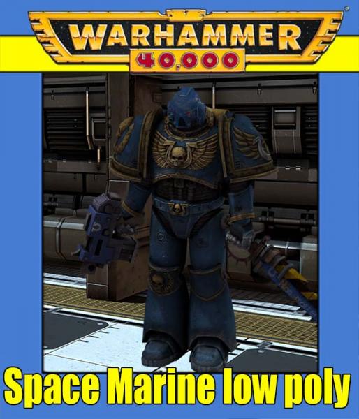 space marine low poly ultramarine warhammer 40k