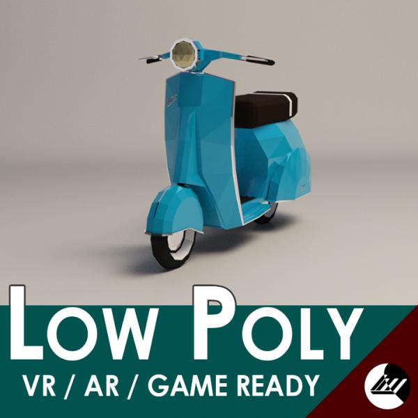 Low-Poly Cartoon Vespa Scooter