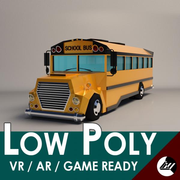 Low-Poly Cartoon School Bus