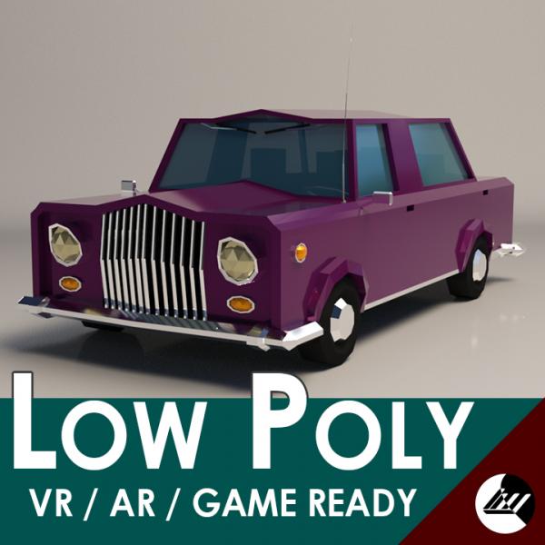 Low-Poly Cartoon Limousine Car