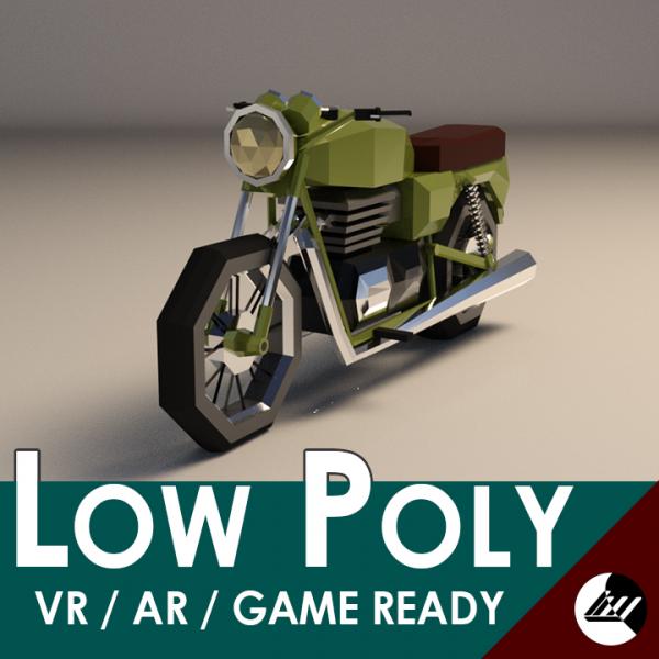 Low-Poly Cartoon Motorcycle