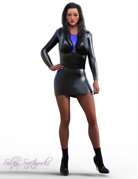 Leather Skirt Suit for Genesis 2 Female