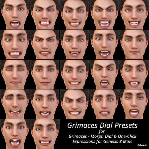 Grimaces Dial Presets for Genesis 8 Male Add-On