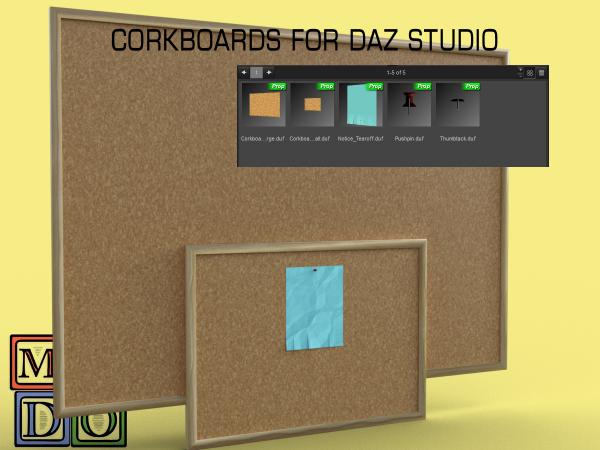Corkboard, Pins and Notice for DAZ Studio