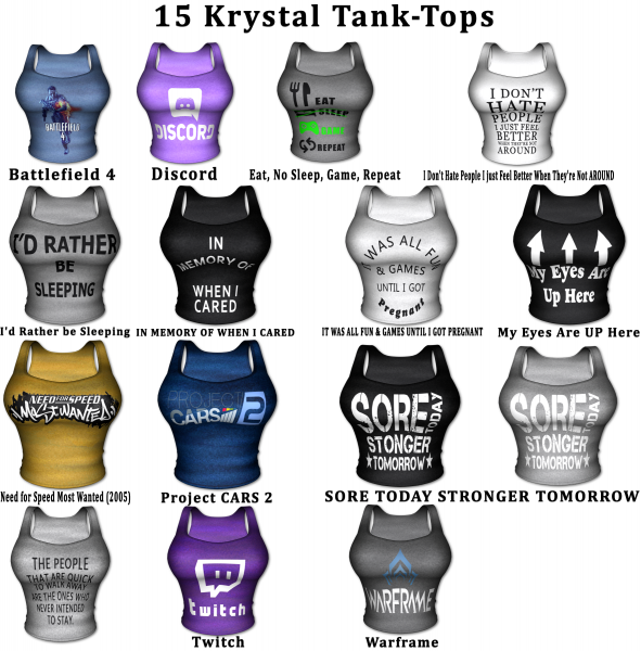 15 Krystal Tank-Tops