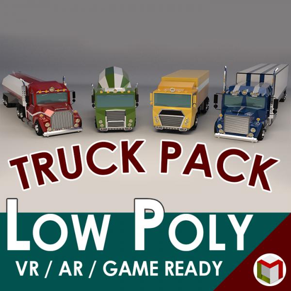 Low Poly Cartoon Truck Pack 01