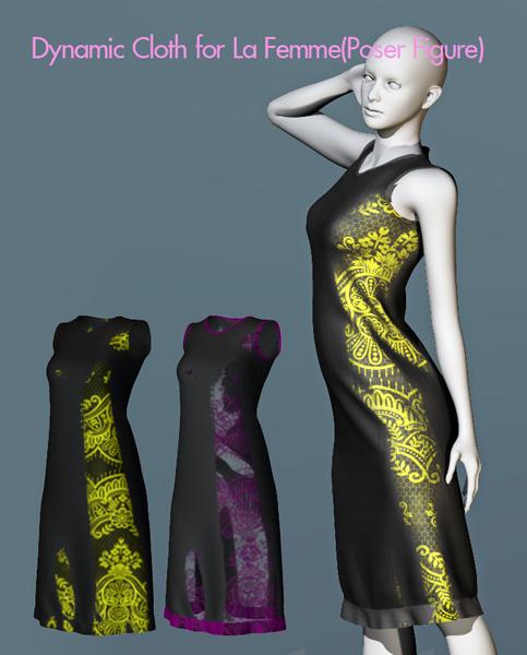 LaFemme Simple dynamic Dress for poser