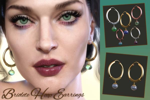 Briolete Hoop Earrings for G3F G8F