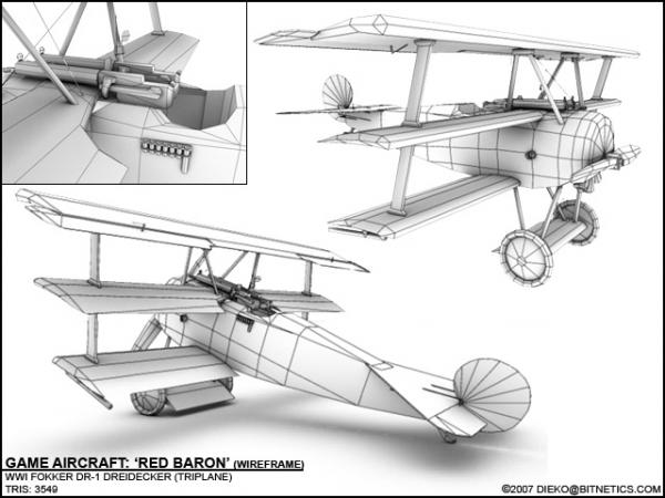Game Aircraft: &#039;Red Baron&#039; (wireframe)