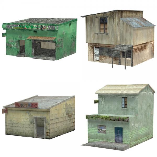 Shanty Town Buildings 2: Set 2 (for Poser)