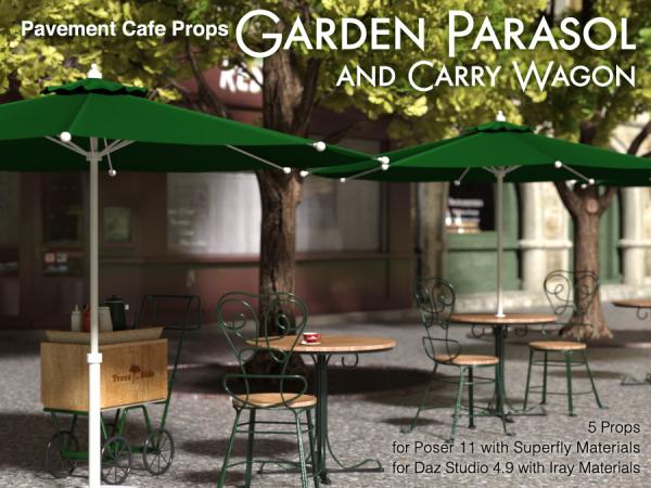 Pavement Cafe Props - Garden Parasol and Carry Wag