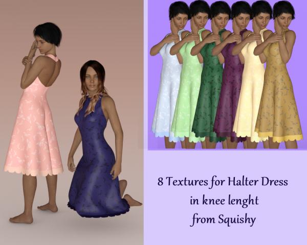 Textures for Halter Dress in knee length