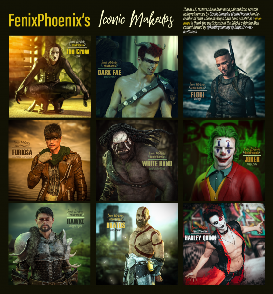 FP Iconic Makeups for Genesis 3 &amp; 8 Males