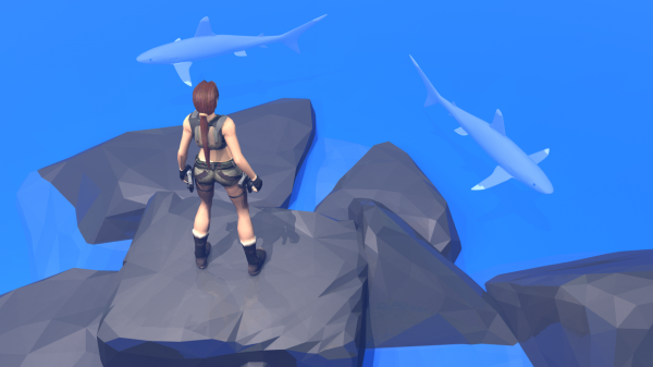 Lara Croft and the shark tank